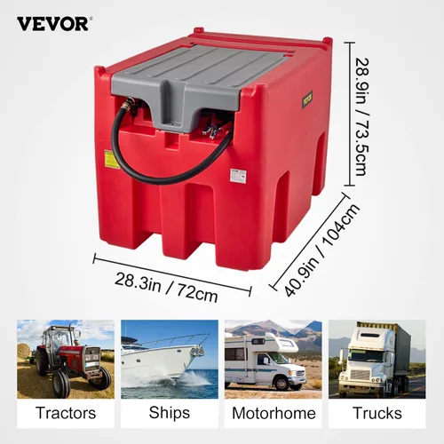 Miniatura 7 de VEVOR Tanque de combustible diésel portátil, capacidad de 116 galones y tasa de flujo de 10 GPM, tanque de combustible diésel con bomba