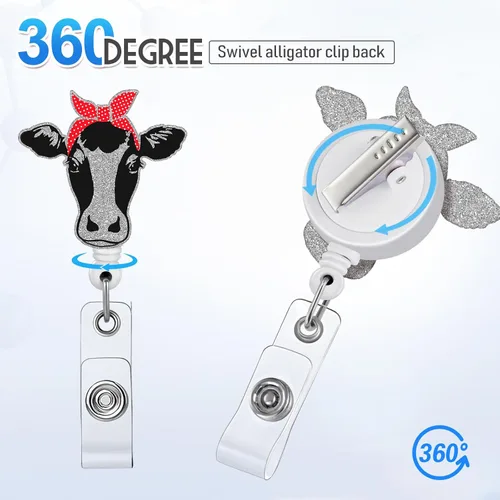 Miniatura 4 de Plifal Soporte retráctil con clip de identificación para enfermera, enfermería, tarjeta de identificación, linda vaca, asistente médico, accesorios