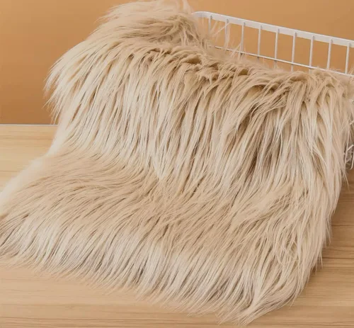 Miniatura 11 de Tiras precortadas de tela de piel sintética lanuda y esponjosa, material suave para manualidades, para barba y cabello de gnomos, disfraz de Blanco