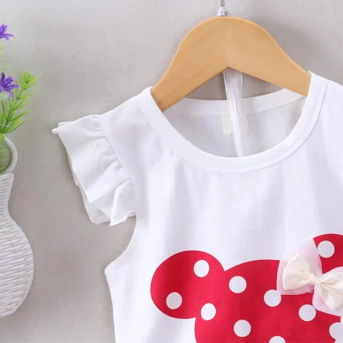 Miniatura 4 de MH-Lucky Conjunto de ropa para bebé niña de 2 piezas con camiseta + pantalones cortos
