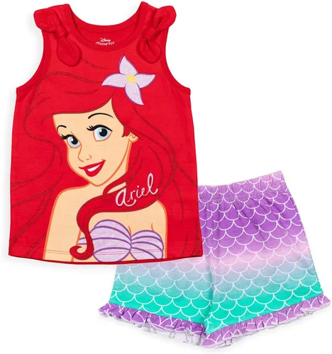 Conjunto de camiseta de tirantes y pantalones cortos de rizo francés con dobladillo de delfín de Disney Junior para bebés hasta niños grandes,