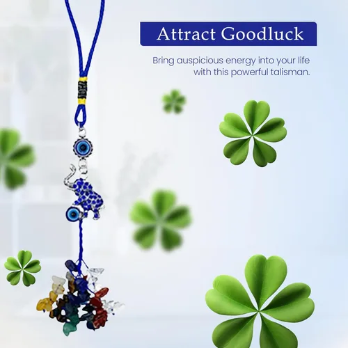 Miniatura 5 de LUCKBOOSTIUM Llavero de elefante y 7 chakras colgantes con borlas y piedras preciosas contra el mal de ojo – Llavero contra el mal de ojo