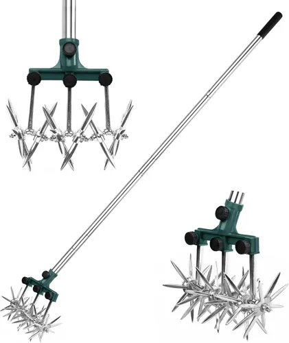Miniatura 8 de BARAYSTUS Cultivador Rotativo de Jardín Motoazada Ajustable de Acero Inoxidable Manzón de Mano para Mezcla de Suelo o Resembrado de Césped Motoazada