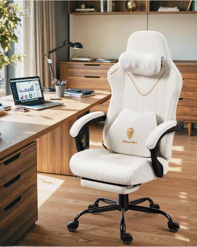 Miniatura 2 de Dowinx Silla de videojuegos para videojuegos con masajeador de cuello Shiatsu y soporte lumbar para el hogar, oficina, respaldo alto, reclinable