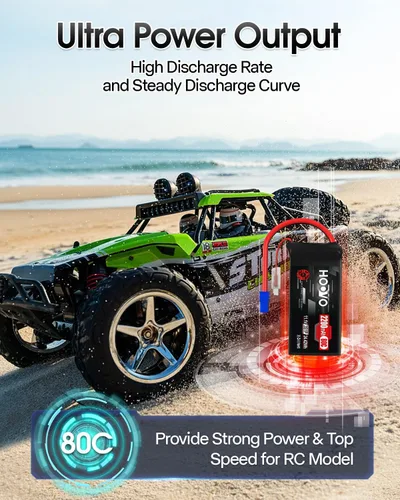 Miniatura 5 de HOOVO 3S Lipo Battery 2200mAh 80C 11.1V Shorty Lipo Batería Softcase con conector EC3 para drone RC Quadcopter helicóptero avión FPV RC Car, 2