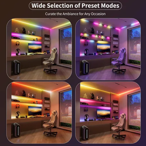 Miniatura 3 de MIWISE Tira de luz LED RGB Smart IC COB, luz de cinta LED flexible de 20 pies, tira RGB direccionable WS2811 con control de aplicación/modo