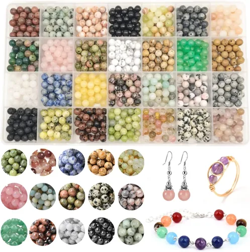 Miniatura 7 de 560 cuentas de piedra natural pulida de 0.315 pulgadas (0.315 in), cuentas sueltas de piedras preciosas de cristal energético, energía curativa