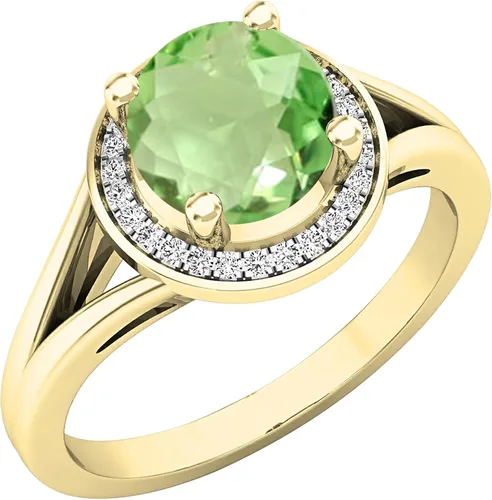 Miniatura 187 de Dazzlingrock Collection Anillo de compromiso redondo de 0.276 in con halo de diamante blanco y vástago dividido para ella en oro macizo de 14