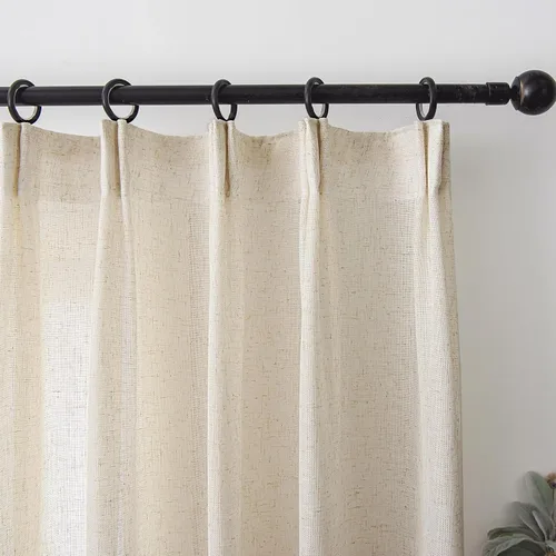 Cortinas semitraslúcidas de lino neutro de 84 pulgadas de largo, cortinas y cortinas de lino beige crema que filtran la luz, tratamientos modernos