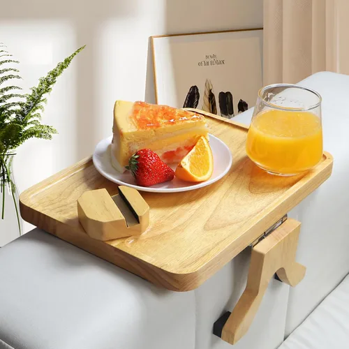 Miniatura 12 de Bandeja de brazo de sofá de madera tallada de bambú, bandeja de reposabrazos de sofá de tamaño normal de 11.8 x 8.6 pulgadas, no requiere