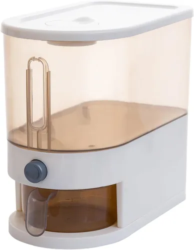 Gagee Dispensador de arroz de 11 libras, gran contenedor de almacenamiento de granos con tapa, cilindro de medición a prueba de humedad, dispensador