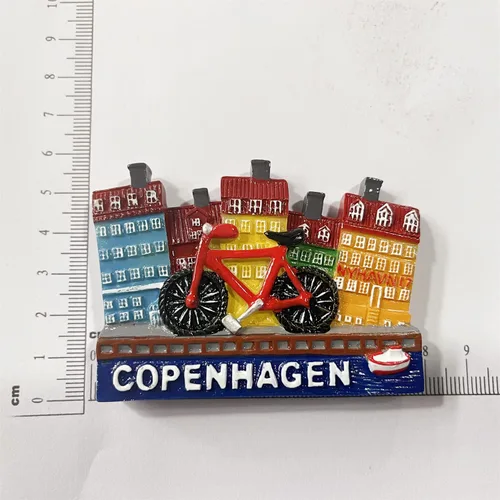 Miniatura 6 de Copenhague Dinamarca - Imán de nevera 3D, regalo de recuerdo de resina, hecho a mano, imán de nevera de Copenhague, colección de decoración