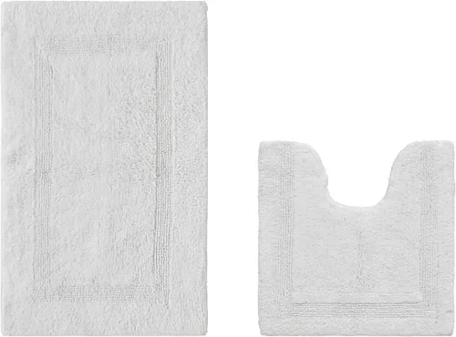 Miniatura 34 de Better Trends Alfombra de Inodoro en Forma de U Cubierta de Asiento de Inodoro de Lujo 100% Algodón Absorbente de Agua, Cubierta de Tapa Reversible