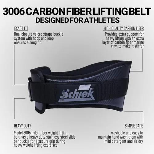 Miniatura 3 de Schiek Sports Model 3006 Cinturón de elevación de fibra de carbono - Cinturón de gimnasio de fibra de nailon con soporte trasero de vinilo marino