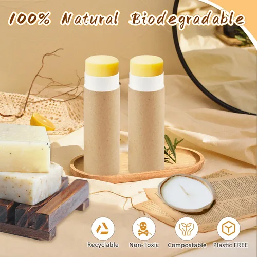 Miniatura 4 de 10 tubos desodorantes de cartón de 2 onzas, soporte de tubo de papel kraft vacío estilo push-up, contenedor sólido redondo biodegradable de cartón