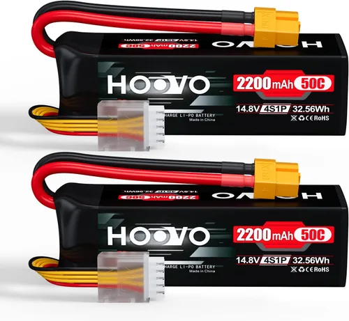 HOOVO 4S 14.8V 2200mAh 50C Lipo Batería Hard Case Pack con XT60 Conector para Popular RC Car RC Helicóptero Avión Quadcopter UAV Drone FPV (2