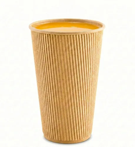 Miniatura 6 de Restaurantware Vasos de café desechables de pared ondulada de 16 onzas, 500 vasos de papel kraft aislados con diseño de borde enrollado, las tapas