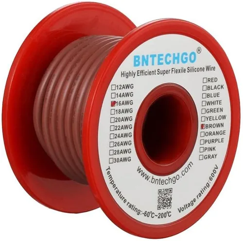 Miniatura 41 de BNTECHGO Carrete de alambre de silicona de calibre 16, rojo de 25 pies y negro, 25 pies, 2 cables separados, alambre de cobre estañado flexible