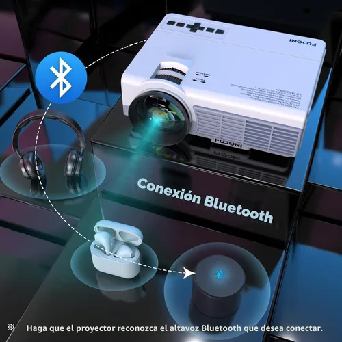 Miniatura 3 de FUDONI Proyector con WiFi 5G y Bluetooth, proyector de cine portátil Native 1080P 18000L para cine en casa al aire libre, altavoz integrado