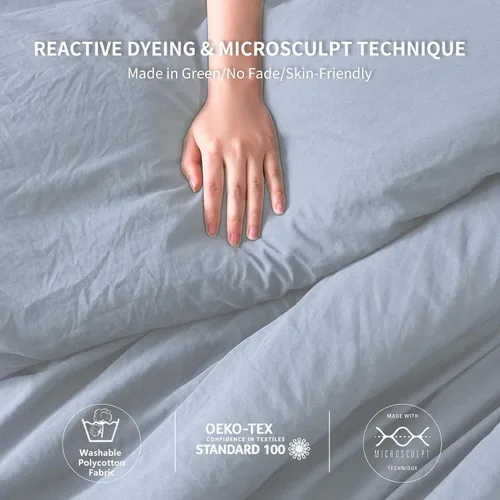 Miniatura 3 de COTTEBED Juego de colcha sólido tamaño king: ropa de cama de microfibra de algodón lavado súper suave y completamente delgada y ligera - 1 manta