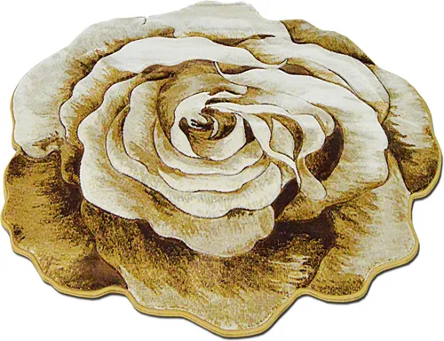 Miniatura 2 de Alfombra redonda de 2 pies con forma de flor, bonita alfombra de felpa con forma de flor, para dormitorio, suelo, sala de estar, alfombra 304 beige