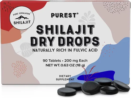 Pure Shilajit Tablets de 90 quilates (200 mg cada uno) - Minerales fúlvicos derivados de plantas para el metabolismo y el apoyo del sistema