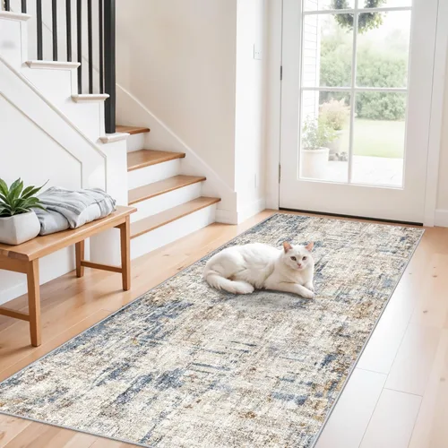 Miniatura 65 de Alfombra antideslizante lavable de 2 x 3 pies - Alfombra suave de pelo bajo para cocina, entrada y dormitorio - Tapete moderno para puerta