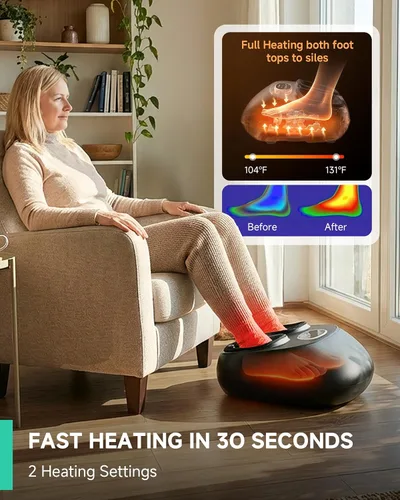 Miniatura 3 de Snailax Shiatsu - Masajeador de pies con calor, elegible para FSA, amasado, compresión, vibración, máquina de masaje de pies para fascitis plantar