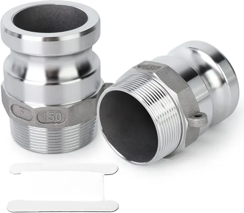 TAISHER 2 accesorios de manguera de aluminio tipo F global, enchufe de 1-1/2 pulgadas x 1-1/2 pulgadas NPT macho