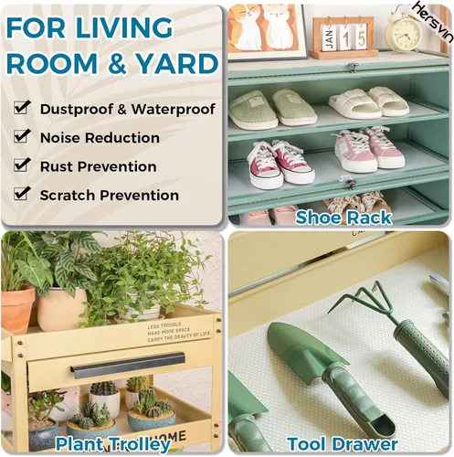 Miniatura 9 de Hersvin Revestimientos para estantes, alfombrillas para cajones de cocina de 20 pulgadas x 20 pies, protector de armario de EVA no adhesivo, forro