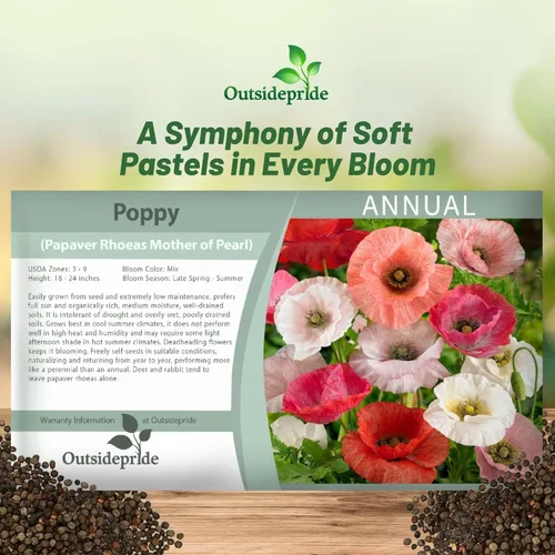 Miniatura 5 de Outsidepride Semillas de amapola de nácar para plantar, 500 piezas anuales, tolerantes a la sequía y fáciles de cultivar semillas de flores