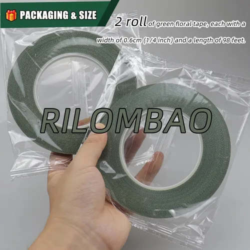 Miniatura 7 de Paquete de 2 cintas de flores verdes de fuerte adherencia – 1/4 de pulgada de ancho, cinta adhesiva impermeable multiusos para bodas