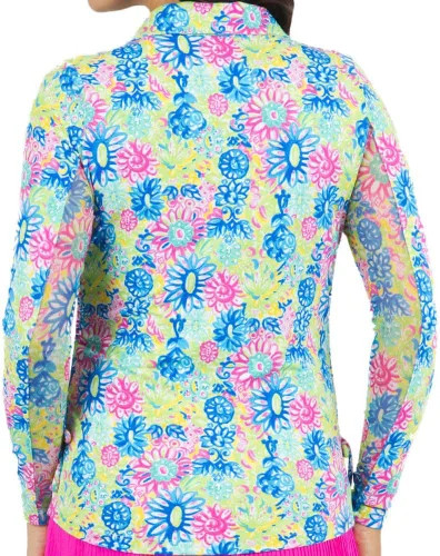 Miniatura 2 de IBKUL Athleisure Wear - Polo de manga larga con protección solar UPF 50+ Icefil Cooling Tech Lilli Print de longitud ajustable - 48488