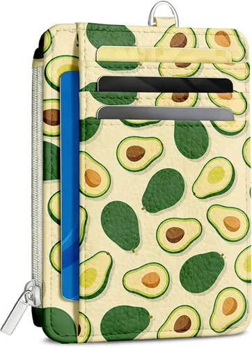 Cartera delgada para mujer - Soporte para tarjetas de crédito con bloqueo RFID, cartera de piel sintética con ventana de identificación y bolsillo