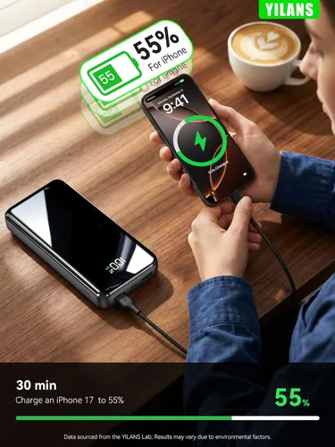 Miniatura 10 de Cargador portátil, banco de energía de 50000 mAh con cable incorporado, carga rápida de 22,5 W PD USB C de entrada y salida, paquete de batería
