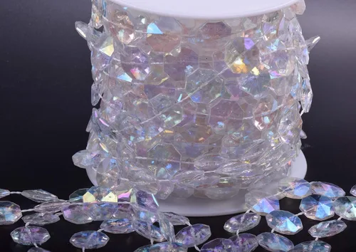Miniatura 7 de KAOYOO - Cadena de cuentas de cristal transparente de 10 m para bricolaje, decoración de boda y fiesta (colorida)