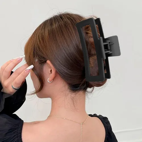 Miniatura 6 de ZYTJ Pinzas de garra negras extra grandes de 5 pulgadas para cabello grueso y largo, paquete de 4 clips de garra extra grandes, pinzas rectangulares
