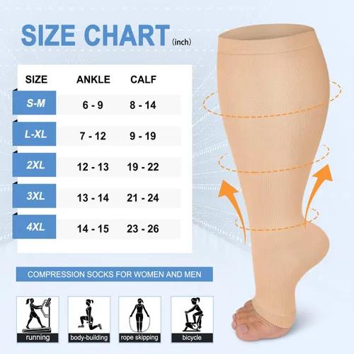 Miniatura 2 de Paquete de 3 calcetines de compresión de cobre para mujeres y hombres, 20-30 mmHg con punta abierta hasta la rodilla, medias altas para soporte