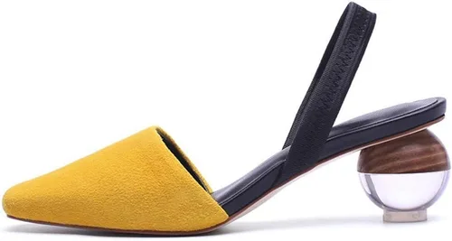 Miniatura 6 de Fericzot Mule Shoes Sandalias esféricas de tacón transparente Zapatillas de punta cuadrada Slip On Bombas Slingback Zapatos de vestir de boda