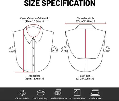 Miniatura 4 de Joyci Collar falso de negocios para hombre de algodón puro Dickey Collar Color sólido