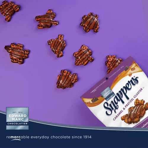 Miniatura 5 de Edward Marc Snappers Racimo de Caramelo Dulce y Pretzels - Bocadillo Crujiente de Pretzel con Chocolate Negro y Sal Marina para Adultos y Niños - 6