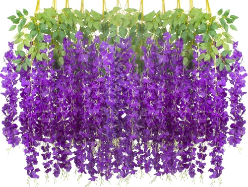 AITISOR Paquete de 24 guirnaldas artificiales de vid de glicina falsa (3.75 pies), guirnalda colgante de flores de seda para decoración del hogar,