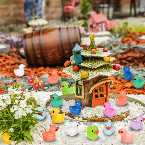 Miniatura 4 de DULEFUN 200 Piezas Patos Pequeños 10 Colores Figuras de Patitos Mini Patos de Resina Patos Pequeños de Plástico en Miniatura a Granel