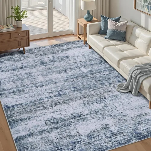 Alfombra de área para sala de estar: alfombra de 6x9 pies para dormitorio, lavable a máquina con respaldo antideslizante, no se desprende,