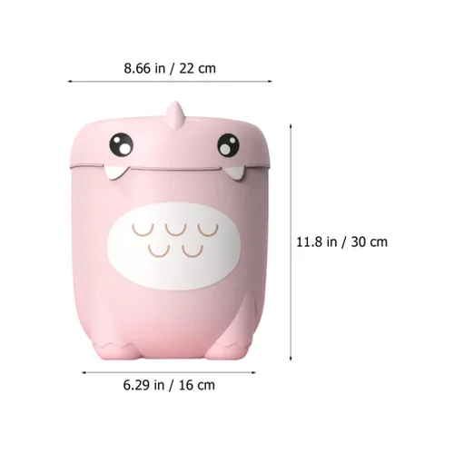 Miniatura 6 de Ciieeo Bote de basura de plástico rosa abierto, 12 pulgadas, forma de animal lindo