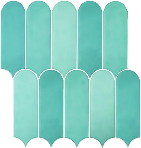 Azulejos para Salpicaduras de Despegar y Pegar, Azulejos Autoadhesivos 3D Verde Brillante con Diseño de Pluma de Pavo Real para Cocina y Baño,