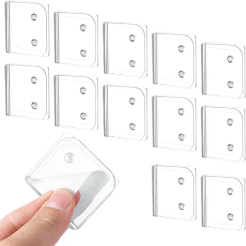 Miniatura 9 de Yalikop 8 clips para cortina de ducha, soporte protector contra salpicaduras, adhesivo transparente, resistente al viento, clips para mantener