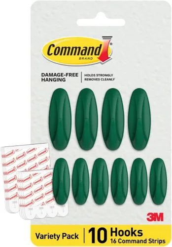Miniatura 11 de Command Paquete de ganchos de diseño mixto, Arctic Freeze, 10 ganchos, 16 tiras