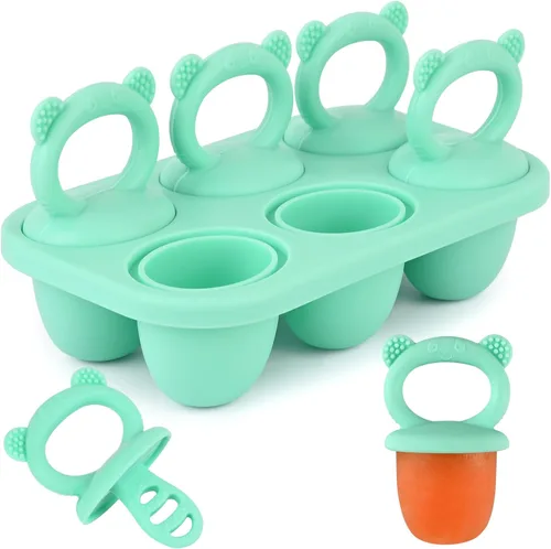 Miniatura 14 de Sakolla Moldes de silicona para paletas de bebé con 6 cavidades, moldes para paletas de leche materna para aliviar la dentición, molde de paletas