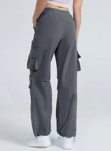 Miniatura 4 de Pantalones cargo con bolsillos, pantalones de paracaídas para mujer, pantalones holgados Y2K con cordón de moda